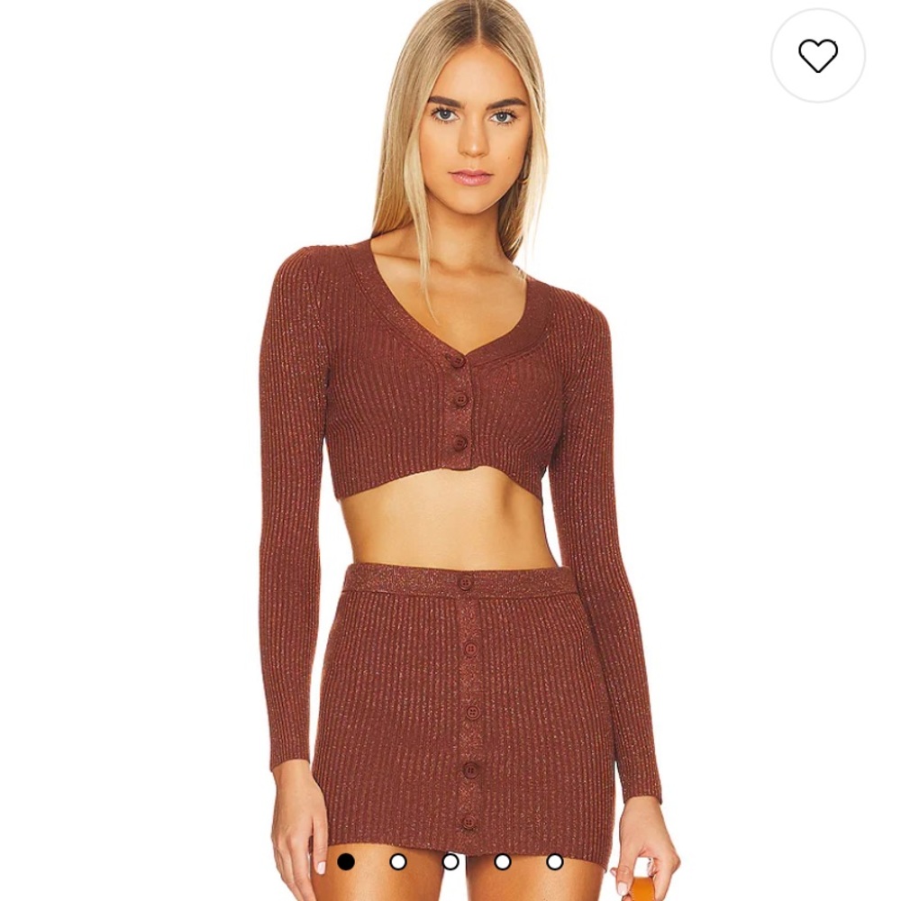 CAMILA COELHO Alena Brown Metallic Micro Cardigan size medium